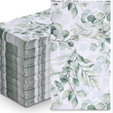 Greenery Floral Paper Hand Towels for Bathroom 100PCS Disposable Guest Flower Napkins with Leaf Design, Decorative Dinner Napkins for Wedding Birthday Bridal Shower Baby Shower Party & Table Decor