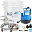 Tankless Water Heater Flushing Kit Includes 1/2HP Submersible Utility Water Pump,Two 3/4"GHT x 6' Stainless Steel Color Coded Hoses and 3.5Gallon Pail