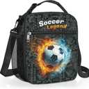 Clastyle 3D Insulated Kids Lunch Bag Large Thermal Cooler Bag for Boy Picnic School Lunch Box Tote,Fire Football