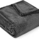 PAVILIA Dark Gray Throw Blanket for Couch, Twin Bed, Soft Fleece Throws for Sofa Chair, Fuzzy Waffle Textured Blanket, Cozy Warm Lightweight All Season Blanket Throw, 60x80 inches