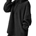 ANRABESS Women's Sweatshirt Sherpa Fuzzy Fleece Zip Up Hoodies Cozy Pullover Soft Sweaters Tops 2025 Fall Trendy Clothes Black , XL, Black
