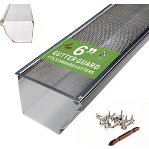 6 Inch Gutter Guard - Heavy Duty 100% Stainless Steel High-Flow Leaf Screen for Debris, Clog & Overflow Protection - Fits K-Style & Half-Round, Screws Included (200 FT, 60 pcs, 6in x 40in)