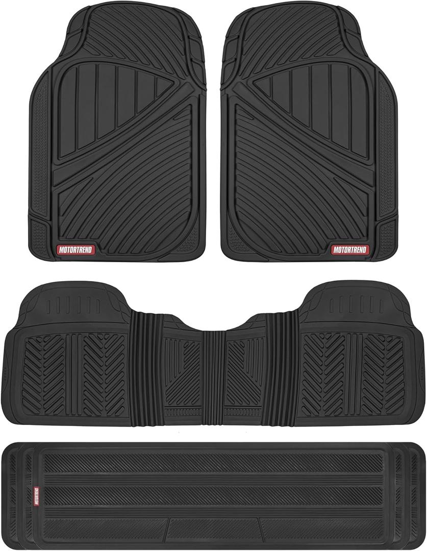 Motor Trend 3 Row Odorless Rubber Floor Mats & Liners for Car SUV Van, Durable Heavy Duty Polymerized Latex Full Interior Protection, Extra-High Ridgeline Design, Black, Model Number: MT-773-801-BK