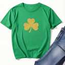 St Patricks Day Shirt Women: Shamrock Pattern Crewneck Short Sleeve Womens Outfits for St. Patrick's Day T-Shirt (Green, XL)