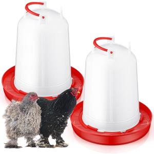 Pickmesh 2 Pcs 2 Gallon Plastic Poultry Drinker Poultry Waterer Automatic Chicken Water Feeder Fed Water Container Jar for Duck Baby Chicks Rabbit Turkeys Outdoor Farm