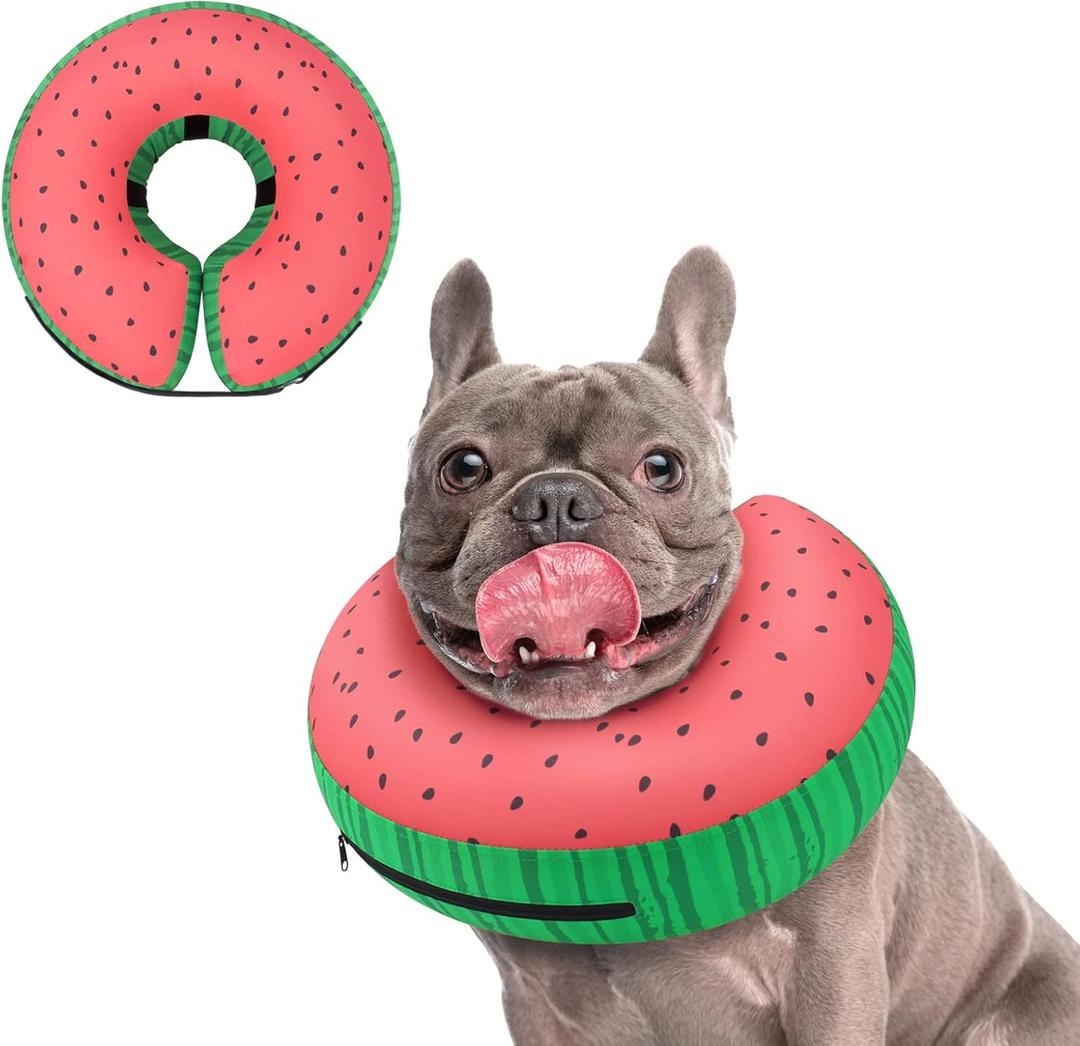 Supet Inflatable Dog Cone Collar Alternative After Surgery, Dog Neck Donut Collar Recovery E Collar for Neuter, Soft Dog Cone for Small Medium Large Dogs (XL, Watermelon)
