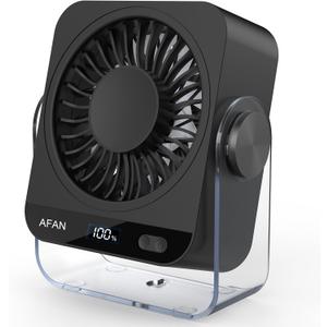 Rechargeable USB Desk Fan - 199 Speeds, 5000mAh 18-Hour Battery, 120 Adjustable Tilt, Small Quiet Table Fan Portable Desktop Fans for Bedroom Home Office Camping Travel Essentials (Black)