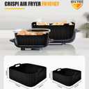 Upgraded Air Fryer Silicone Liners for Ninja Crispi FN101GY/FN101SG/FN101ST,Non-Stick Reusable Ninja Glass Air Fryer Accessories,Big Liner for 4 QT Container & Small Liner for 6 Cup Container, Black