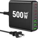 500W USB C Charger Block, 8-Port USB C Charging Station Fast Charging PD 120W PC Laptop Charger Adapter Compatible with MacBook Pro/Air/All iPad,DELL, iPhone 16/15/14/13/Pro Max/Galaxy (Black)