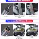 Upgraded Safety Hammer Underwater Window Breaker Emergency Escape Tool, Car Hammer Seat Belt Cutter, Instant Glass Breaker Seat Belt Cutter (Black)