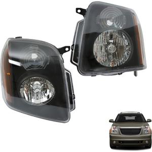 munirater 1 Pair Headlights for 2007-2014 Yukon Denali XL 1500 XL 2500 Headlamp Assembly Black Driver and Passenger Side RH&LH 15861025 | 15861026 |