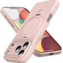 Designed for iPhone 17 Pro Max Case with Magnetic Invisible Stand, [Compatible with Mag-Safe][Full Camera Protection] Liquid Silicone Shockproof Case with Anti-Scratch Microfiber Lining, Pink