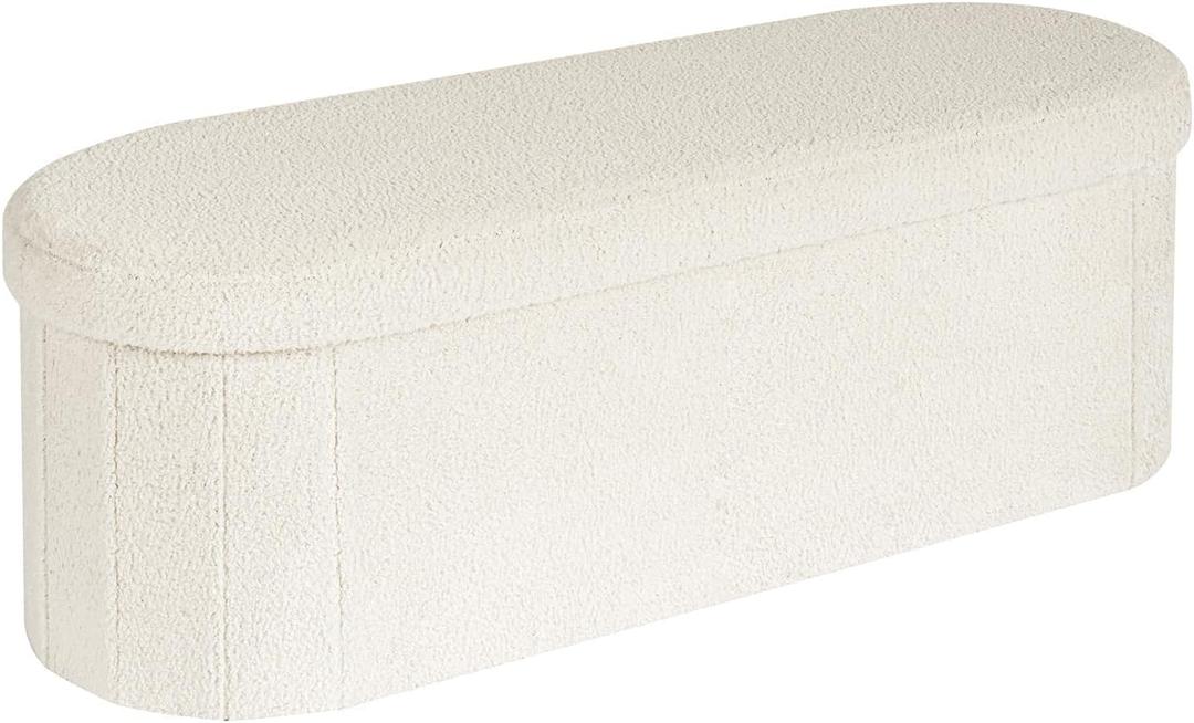 B FSOBEIIALEO Ottoman with Storage for Living Room, Sherpa Folding Storage Ottoman Foot Rest, 43.3 Inches Collapsible Bedroom Bench White B FSOBEIIALEO Ottoman with Storage for Living Room, Sherpa Folding Storage Ottoman Foot Rest, 43.3 Inches Collapsible Bedroom Bench White