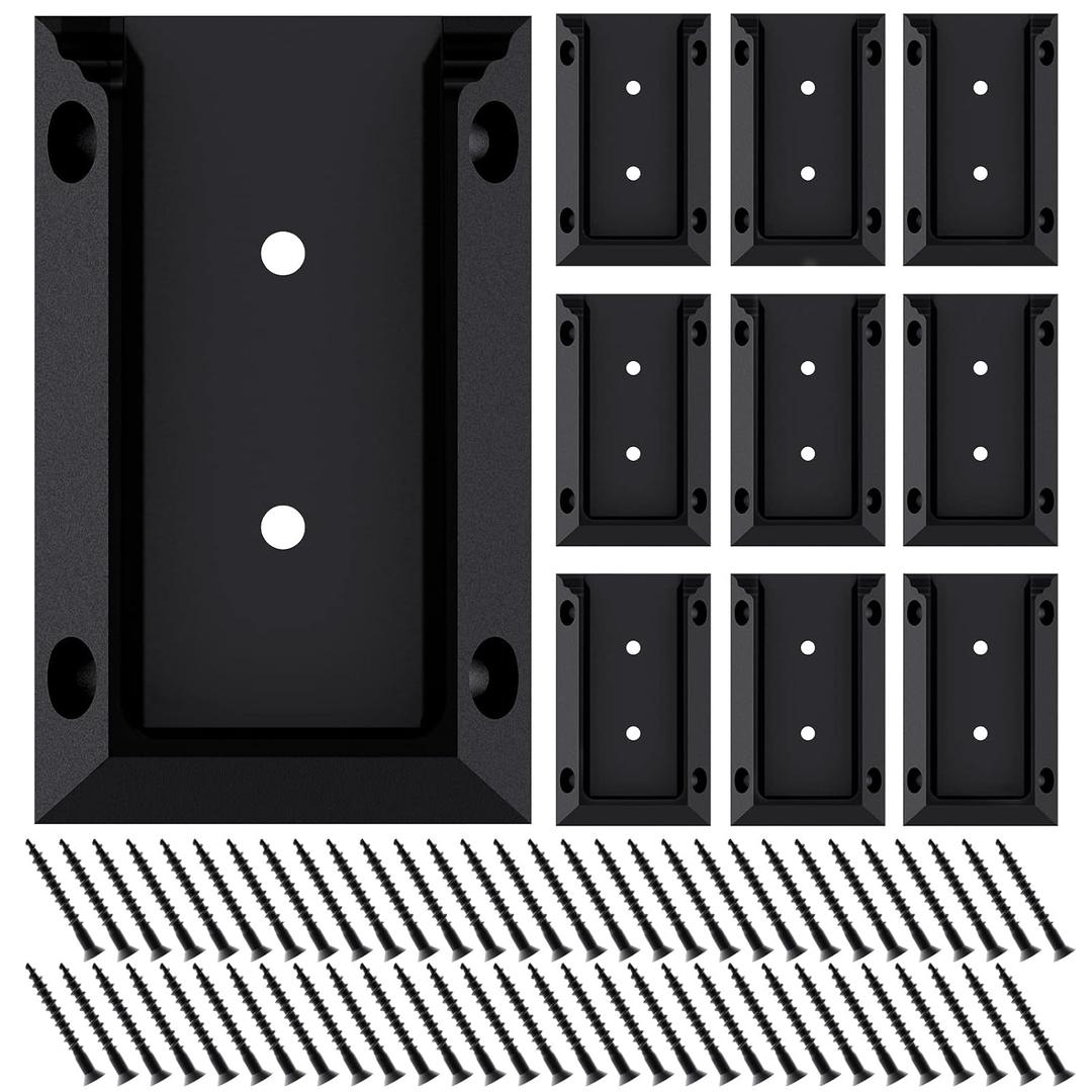 Goovilla Deck Railing Bracket Connectors, 2x4 Brackets for Railing Wood Lumber Post, 10 PCS Sturdy Nylon Deck Rail Bracket with 60 PCS Coating Screws for Wooden Stair Fence Railings Handrail, Black