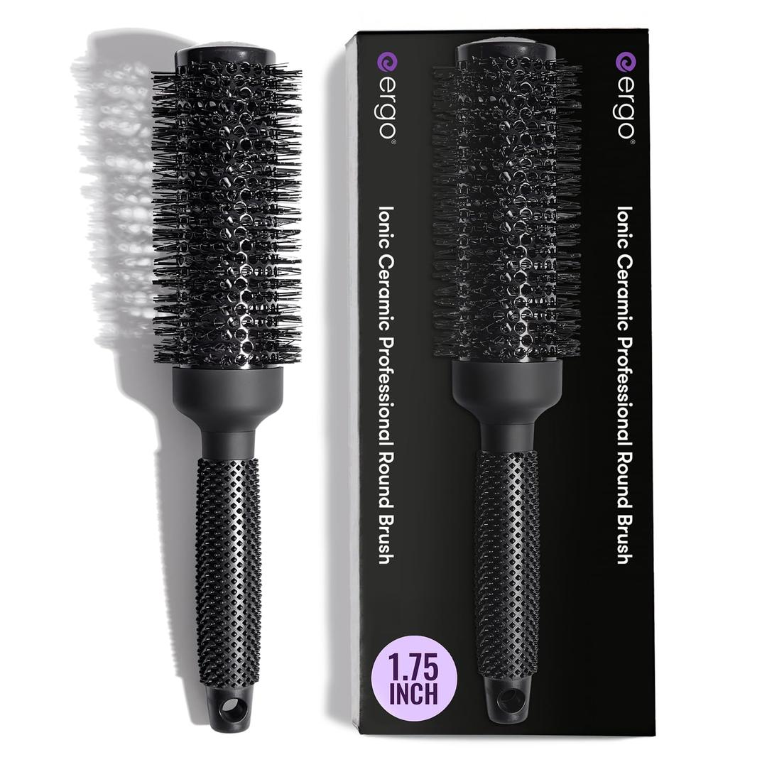 ERGO Ceramic Ionic Round Brush for Blow Out - Salon Quality Hair Brushes for Women - Roller Brush for Blow Drying, Wet and Dry Hair Styling, Volumizing Hair Care - ER43: 1.75"