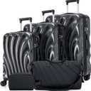 Cosbarn Luggage Sets 5 Piece Suitcases with Wheels, Suitcase Set, ABS+PC Hardshell Luggage set with Phone Holder Durable Travel Luggage with TSA Lock Spinner Wheels Black