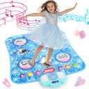 Dance Mat Toys - 8-Button Frozen Toys for Girls Electronic Dance Pad with 5 Game Modes, Touch Sensitive Kids Musical Mat Toy Christmas & Birthday Gift for 3 4 5 6 7 8 9 10+ Years Old Girls(Blue)