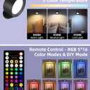 Wall Mounted Lights, 3 Pack Rechargeable RGB Color Changing Light, 3 Color Temps & Remote and Touch, 360 Rotation Dimmable Cordless for Study Bedroom Reading Bedside (Black)