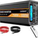 SUDOKEJI 2500W Power Inverter 12V DC to AC 110V/120V (Peak) 5000W Converter 3 sockets car Inverter with Remote Control and LED Display 3.4v USB Port