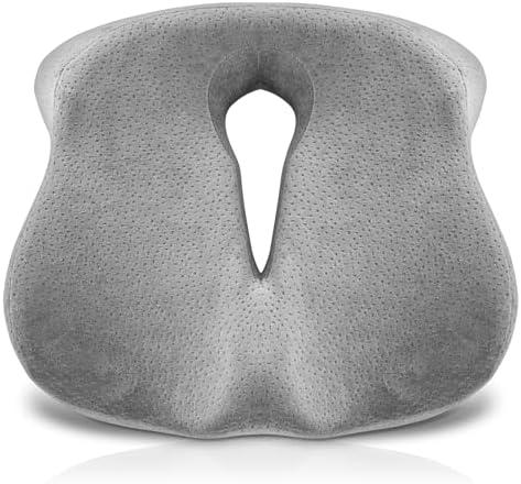 Large Memory Foam Seat Cushion for Tailbone, Coccyx & Pressure Relief – Ergonomic Cushion for Office Chair, Car, Home & Wheelchair – Ultimate Comfort for Long Sitting Hours – Grey (Unisex)