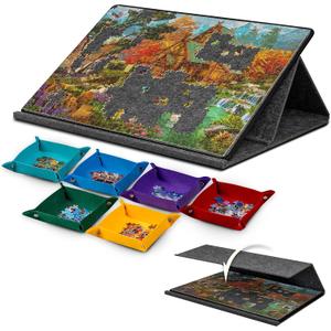 LAVIEVERT 1000 Pieces Jigsaw Puzzle Board with 2-in-1 Stand & Cover
Lightweight Jigsaw Game Boards with 6 Colored Sorting Trays, Tilting Felt Puzzle Stand with Angle Adjustments