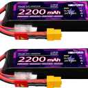11.1V Lipo Battery Pack 3S 2200mAh 35C with XT60 Plug for FPV Drone Quadcopter RC Airplane Aircraft(2 Packs)