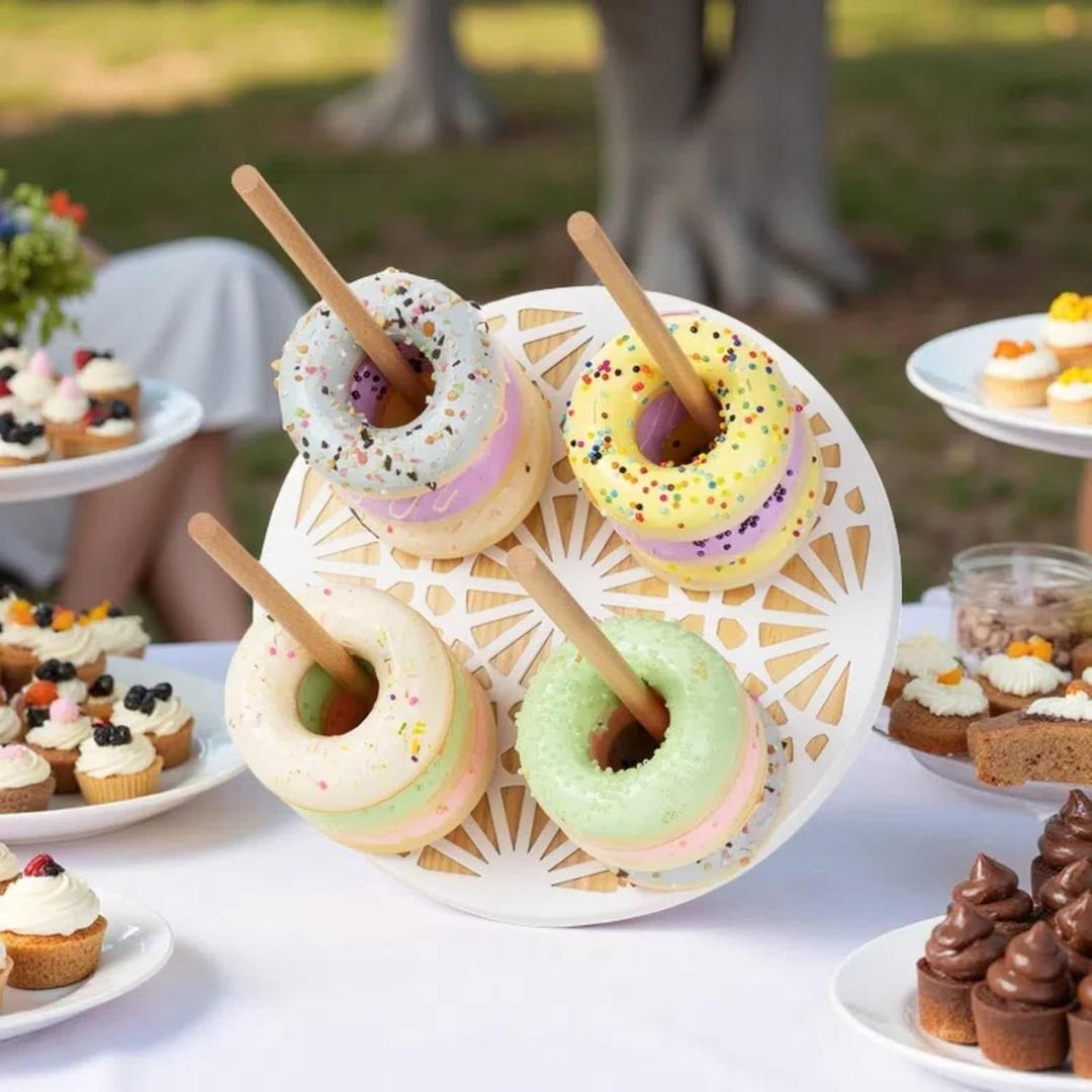 Donut Wall Stand,Doughnut Display Stand,Bagel Holder for Party, Dessert Table,Birthday, Wedding, Baby Shower, Bridal Showers,Party Supplies (Round)