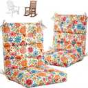 Uthem 2 Pack Adirondack Chair Cushion Waterproof Indoor Outdoor Rocking Chair Cushion 44 Inches Patio High Back Chair Cushions Thickened Adirondack Rocking Chair Cushions with Ties, Daisy