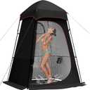 Camping Shower Tent, 7.9 FT Extra Tall Oversize Privacy Tent, Portable Outdoor Bathroom Toilet Tent with Floor, Easy Set Up Privacy Shelter for Dressing, Hiking, Fishing, UPF50+ (Black)
