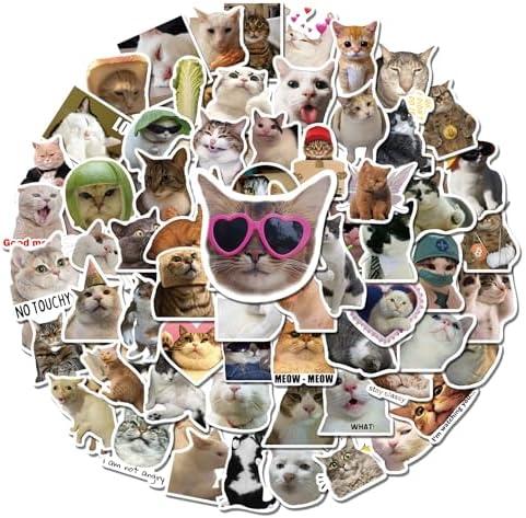 GizmoBox 100 Pcs Cute Cat Meme Stickers, Funny Kitten Stickers for Journaling Laptop Scrapbook Water Bottles Guitar Suitcase, Waterproof Vinyl Decals for Teens Adults Kids Boys Girls Gift, CP10015, 3 Pack