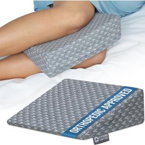 5 STARS UNITED Small Knee Pillow for Side Sleepers  Wedge Firm Foam Support for Belly, Back & Knees  Compact Maternity Cushion for Travel & Pregnancy Relief, Gray (Mini)