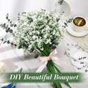Retrowavy 80 Pcs Babys Breath Artificial Flowers Bulk Babys Breath Flowers Gypsophila Bouquets with Faux Eucalyptus Stems Leaves for Wedding Bouquet Party Filler Home Decor