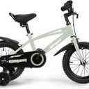 BODIOO Kids Bike Bicycle 14 Inches Kid Bicycle for Boys Girls with Training Wheels Sturdy Frame Adjustable Seat Handbrake and Coaster Brake for Rider 37 to 42 InchMint Gray