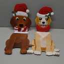 Soaoo 2 Pack Solar Christmas Outdoor Decorations 27 Solar Light Dog Metal Christmas Stake Yard Signs Decoration with Santa Hat for Xmas Holiday Garden Lawn(Dog)