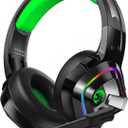 ZIUMIER Z66 Gaming Headset, Wired, Over-Ear, Noise Cancelling Mic, RGB Light, Stereo Surround Sound, Compatible with PS4, PS5, Xbox One, Laptop (Green)