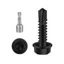 Mellewell #10 x 5/8" Hex Washer Head Self Drilling Screws, 410 Stainless Steel Self Tapping Sheet Metal Screws, Black Finish, 100 PCS