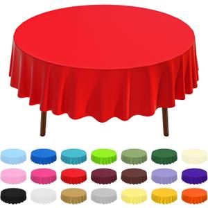 CXPSINC 8 Pack Premium Disposable Plastic Tablecloth 84" Round Table Cover for Birthdays Weddings Christmas Anniversary (Red)