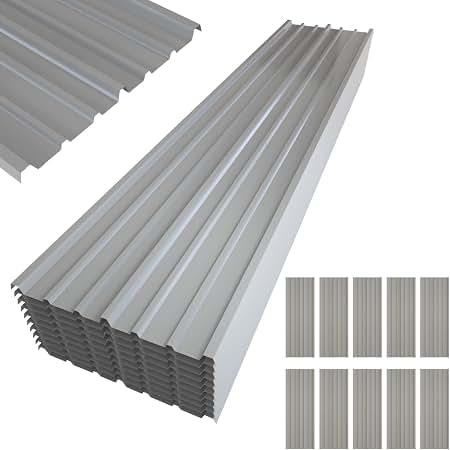 18 pcs Galvanized Steel Roof Panels,L42.52W17.72 Inch Metal Roof Panels,Corrugated Tin Roofing Panels Roof Protector for Garages Black