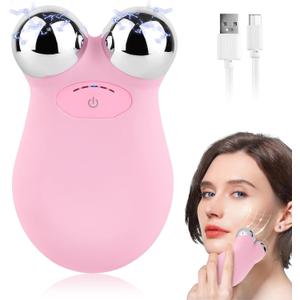 Microcurrent Facial Devices, Mini Microcurrent Face Lift Device Face Massager for Face Lifting and Facial Sculpting(Pink)