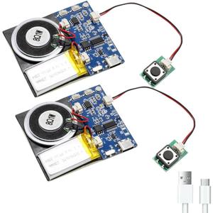 XLW Module - 16MB Push Button Activated Sound Module with Speaker, Type-C Cable, and Easy Recording Capability16 Minutes for Personalized Greetings, DIY Projects, and Holiday Crafts (Blue-2Pack)