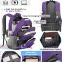 ProEtrade Backpack Bookbag for College Laptop Travel, Fit Laptop Up to 15.6 inch with USB Charging Port Multi Compartment Anti theft, Gift for Women Men (Purple)