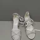 Lace Wedding Shoes for Bride Pearl Heels Bridal Shoes Block Heel Wedding Sandals, Size: 8