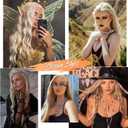 FAVE Long Blonde Wig Wavy Synthetic Wig Platinum Blonde Wig Middle Part Natural Blonde Wig Wigs for White Women(28 Inches)