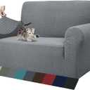 ZNSAYOTX 1 Piece Jacquard Couch Covers for 2 Cushion Couch High Stretch Loveseat Slipcover for Pets Dogs Anti Slip Love Seat Sofa Slipcover Furniture Protector (Loveseat, Light Grey)
