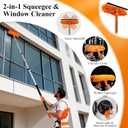 20ft High Reach Window Squeegee with 12ft Heavy-Duty Extension Pole, 2-in-1 Telescopic Window Washer & Squeegee, Washable Streak-Free Window Cleaning Kit for Indoor/Outdoor High Windows, Blue and Orange 