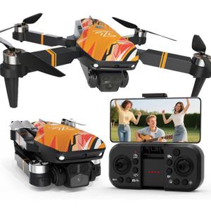 TT19 Drone with Camera 1080P for Adults, Drones with 270 Obstacle Avoidance Function, Brushless Motor, Level 3 Wind Resistance, Foldable Quadcopter Mini Drone for Beginners, Orange