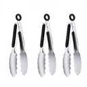 7" Small Kitchen Tongs Set of 3, Stainless Steel Ice Tongs Food Tongs, Mini Serving Tongs for Appetizers, Salad, Buffet (7", 3PCS)
