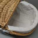 Wicker Picnic Basket with Removable Liner, Empty Picnic Baskets with Lid, Vintage-Style Picnic Hamper with Folding Woven Handle for Picnic, Camping, Outdoor, Halloween, Thanks Giving, Birthday (Cream)