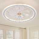 NORFOLK 20'' Ceiling Fans with Lights and Remote, Low Profile and Flush Mount Modern Lighting Fan, Bladeless Caged Fandelier, 6 Speeds and 3 Colors LED Light (White)