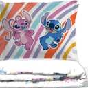 Jay Franco Duvet Cover Set 3 Piece Comforter Cover and Sham Set, Super Soft Cozy Kids Bedding (Insert Not Included) White - Lilo and Stitch, Queen